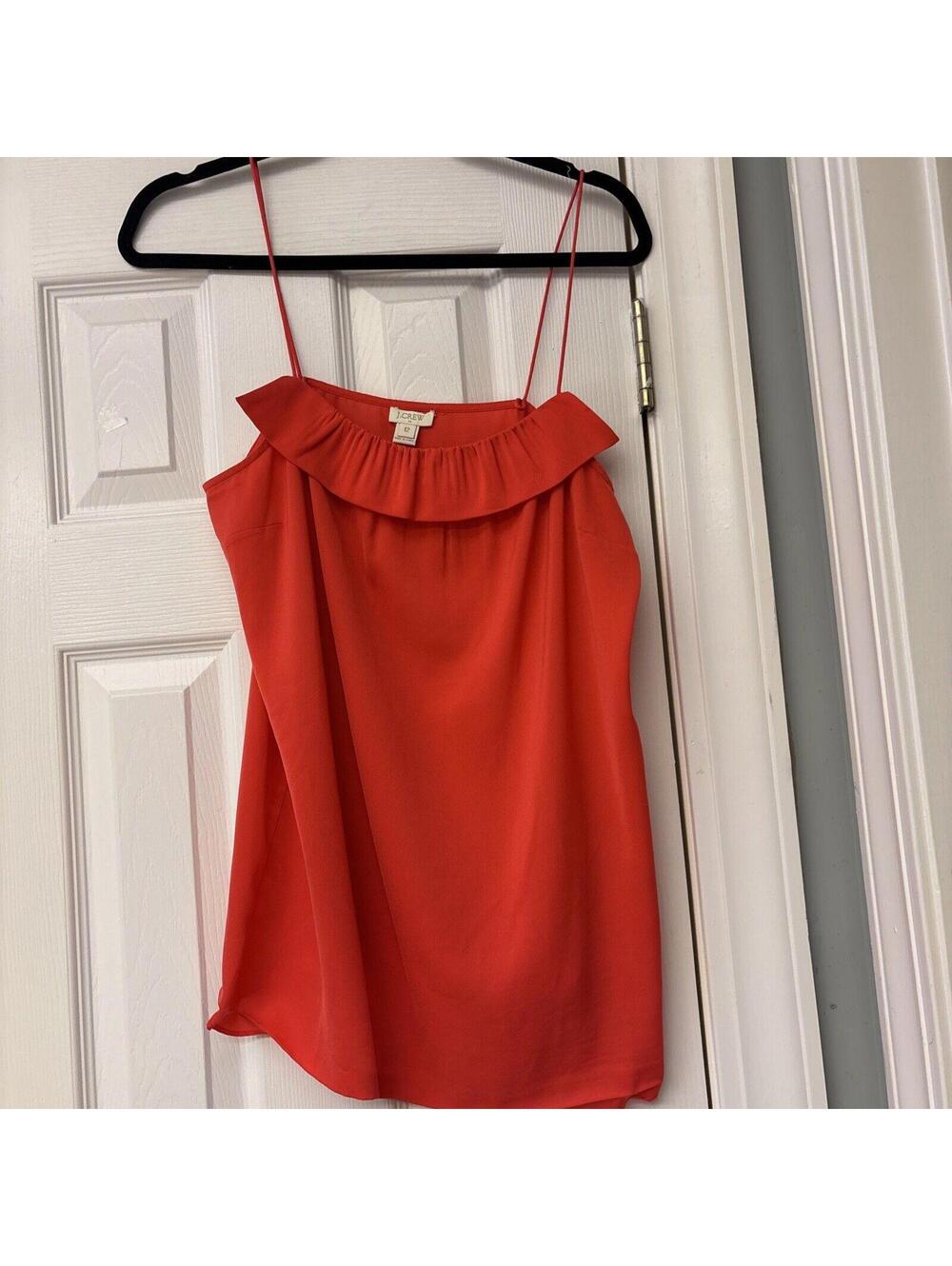J. Crew women's Tank Top Coral Colored.  Size 12. Strappy Ruffle. Classic